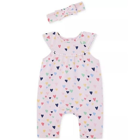 Little Me Dillard's Heart Print Girls 3 Months Jumpsuit & Headband, 2 Piece Set - Picture 3 of 16